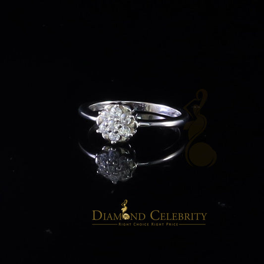 DiamondCelebritees 925 White Silver 0.50ct Cubic Zirconia Flower Engagement Womens Ring Size 6