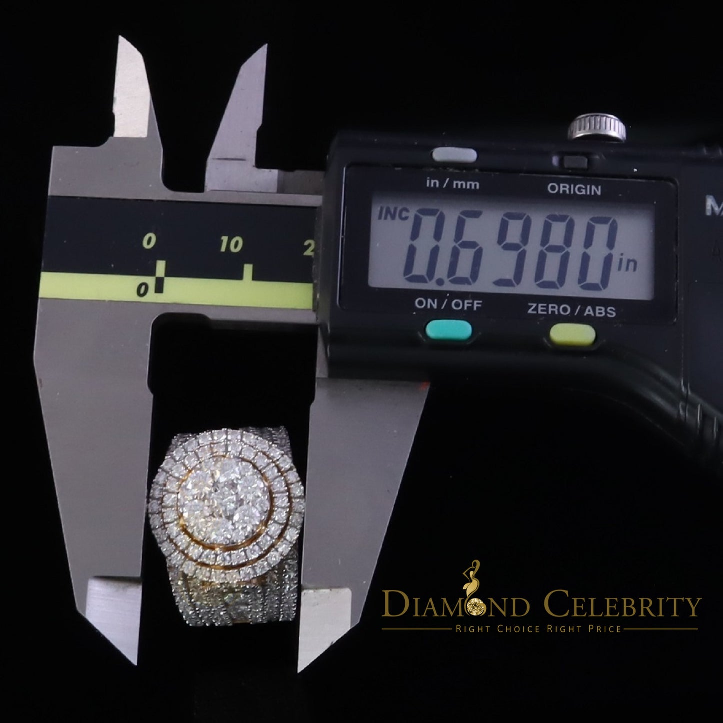 DiamondCelebritees 4.00ct VVS D Round Cluster Stone Yellow Silver Moissanite For Men's Rings SZ 8