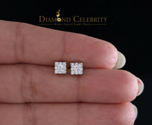 DiamondCelebritees  Hip Hop 925 White Silver Screw Back 0.6ct Cubic Zirconia Women's Square Earrings