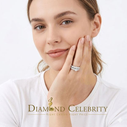 DiamondCelebritees 4.82ct White Cubic Zirconia 925 Sterling Silver Bridal Fashion Womens Ring SZ 7