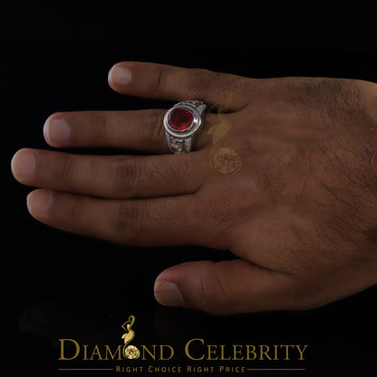 DiamondCelebritees 8.10ct 925 White Silver Oval Cubic Zirconia Men Ring Adjustable Size 9.5 to 11.5