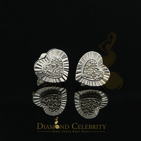 DiamondCelebritees Aretes Para Hombre Heart 925 White Silver 0.10ct Diamond Women & Men Earrings