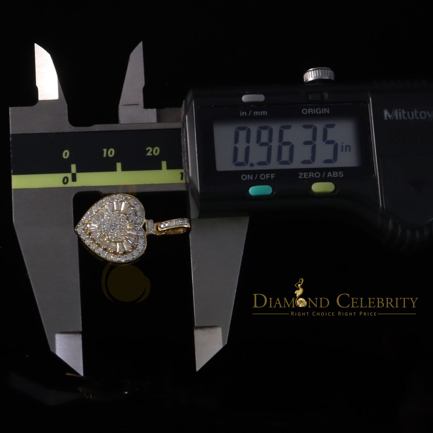 Diamondcelebritees Moissanite Women's Heart Pendant Bagutte & Rd 925 Yellow Silver 1.00ct VVS D