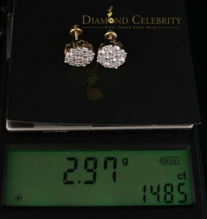 DiamondCelebritees  925 Sterling Yellow Silver 2.96ctCubic Zirconia Round Women's Stud Earrings