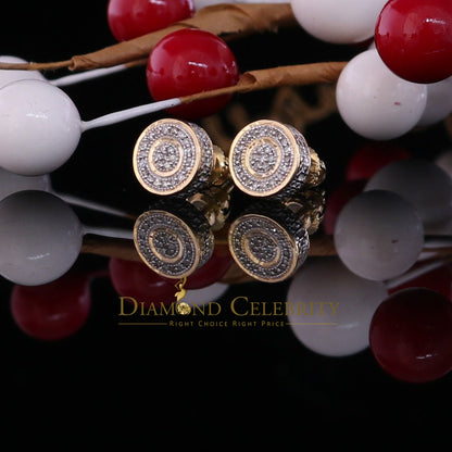 DiamondCelebritees 10K Real Yellow Gold Men's/Women's Real Micro Diamond 0.15CT Stud Earring