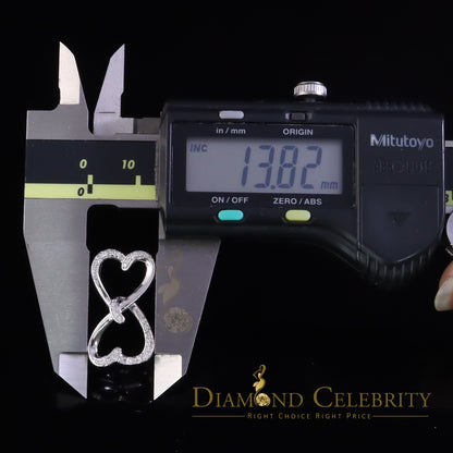 DiamondCelebritees 925 Sterling White Silver Pendant with Dual Heart Shape 0.00ct Cubic Zirconia