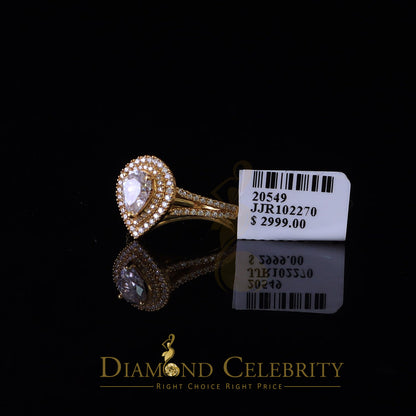 King Of Blings  10K Yellow Gold 2.00CT 'VVS' 'FL' D clr Pear Cut Moissonite Womens Ring Size 7