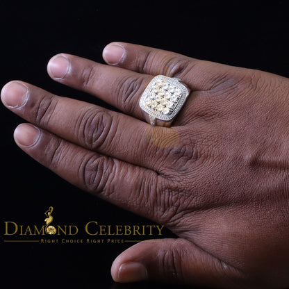 DiamondCelebritees Trendy Big Mirage set Real Diamond 0.50ct White Silver Square Mens Ring Size 10