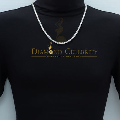 DiamondCelebritees Tennis Necklace 925 Silver White Moissanite size 20 inch & Width 5.2mm