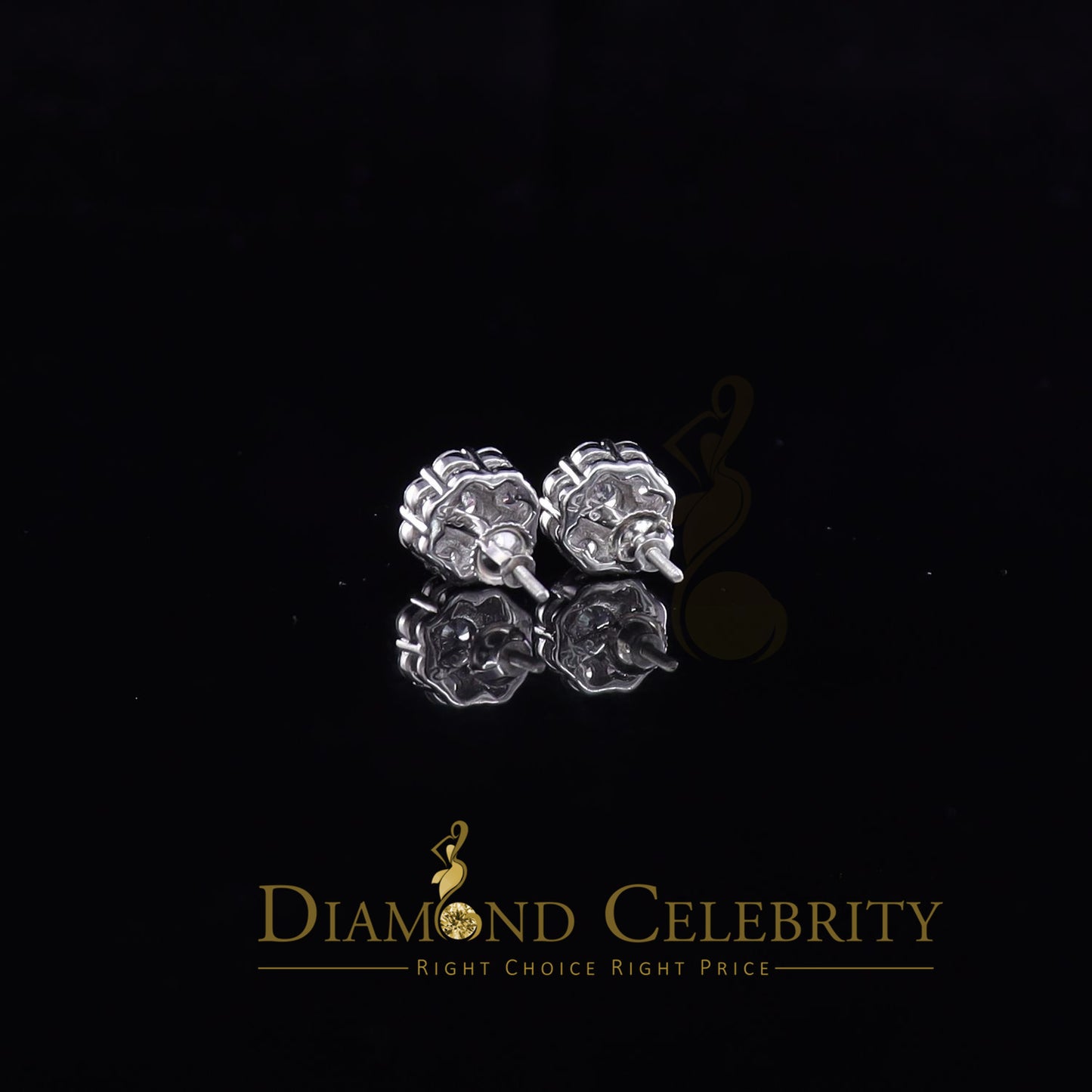 DiamondCelebritees  925 White Sterling Silver 2.88ct Cubic Zirconia Women's Hip Hop Floral Earrings