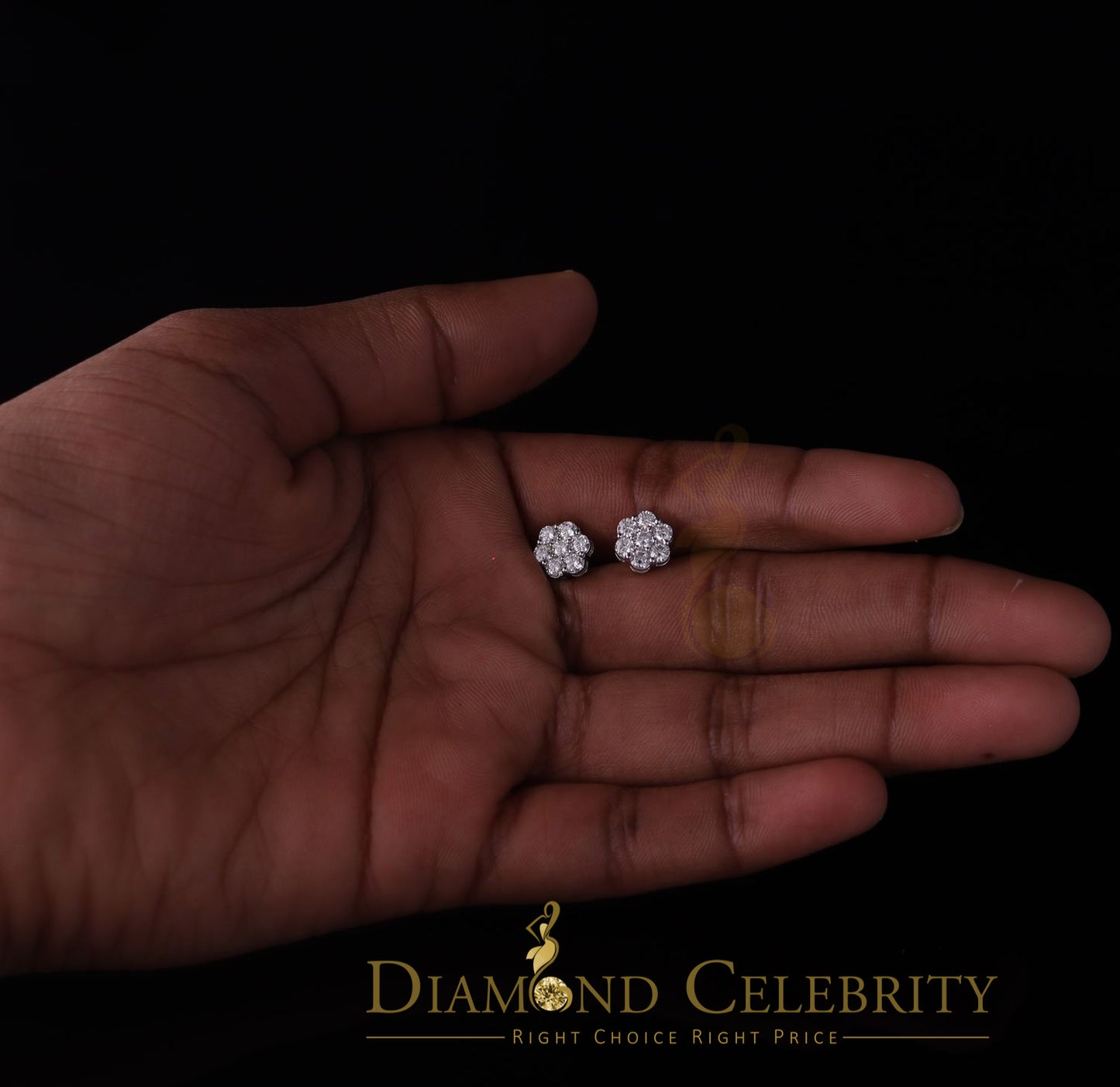 DiamondCelebritees 1.0ct Vvs 'D' Color Genuine Moissanite Stud FLORAL Earrings 10k Real White Gold