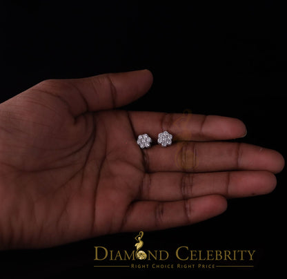 DiamondCelebritees 1.0ct Vvs 'D' Color Genuine Moissanite Stud FLORAL Earrings 10k Real White Gold