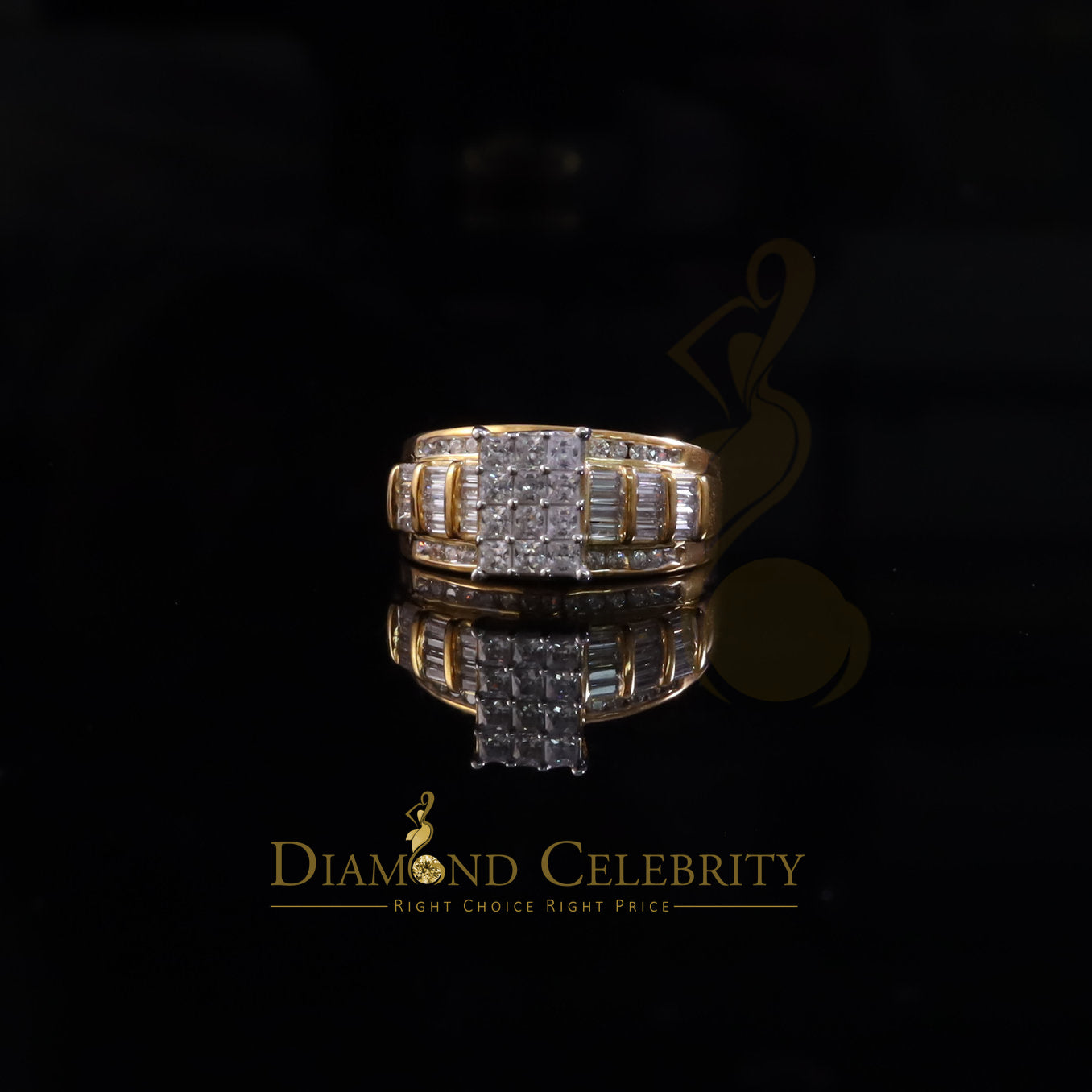 DiamondCelebritees 925 Yellow Sterling Silver Cubic Zirconia 2.80ct CinderellaWomens Ring Size 7
