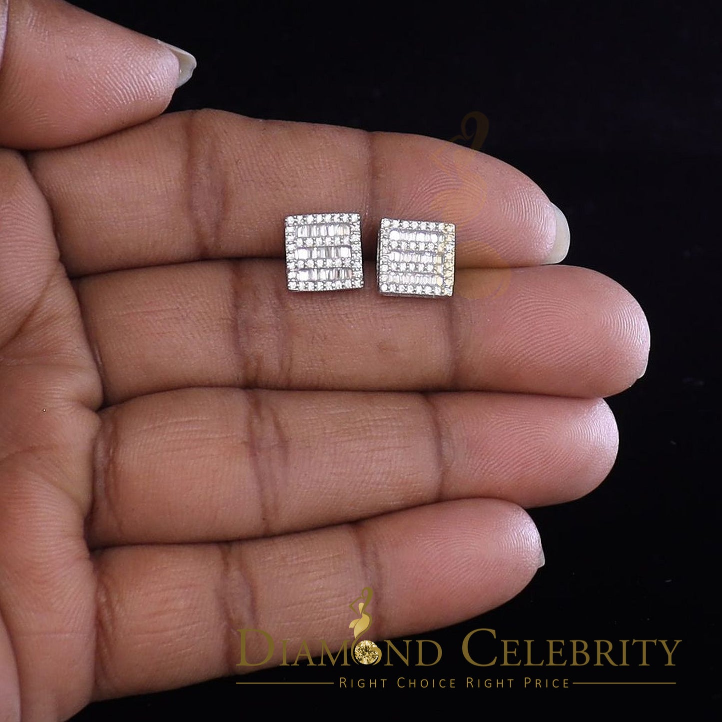 DiamondCelebritees  Hip Hop Screw Back White Silver 2.07ct Cubic Zirconia Women's & Men's Earrings
