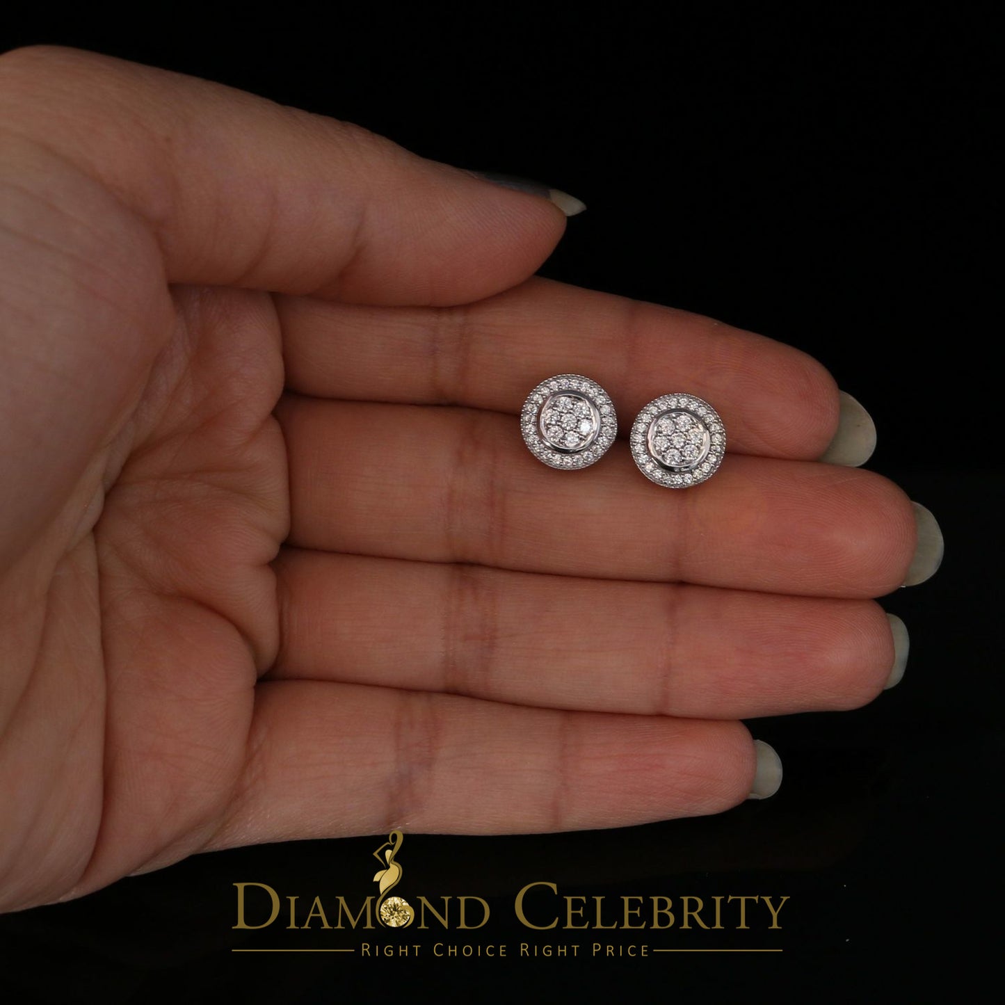 DiamondCelebritees  925 Sterling White Silver 1.59ct Cubic Zirconia Round Women's Stud Earrings