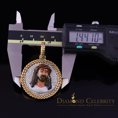 Diamondcelebritees 925 Sterling Silver 2.00ct W/Crushed Moissanite Yellow Jesus Charm Pendant