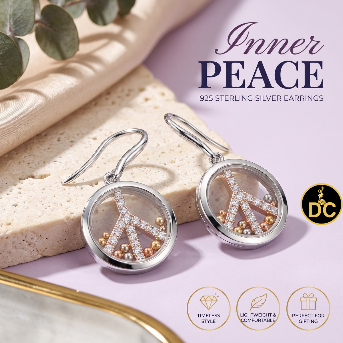 DiamondCelebritees  White Men's Hip Hop CZ Round dangling 925 Sterling SilverCZ Earrings