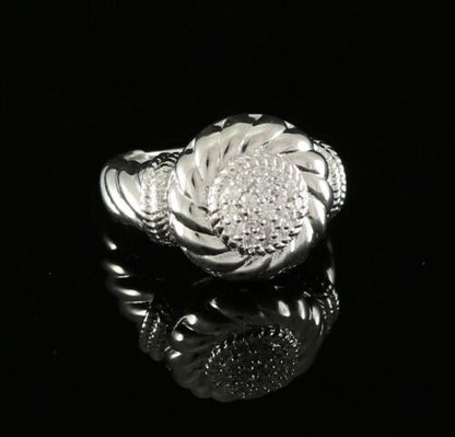 DiamondCelebritees 0.58ct Sterling White Silver Round Shape 925 Cubic Zirconia Womens Ring size 7