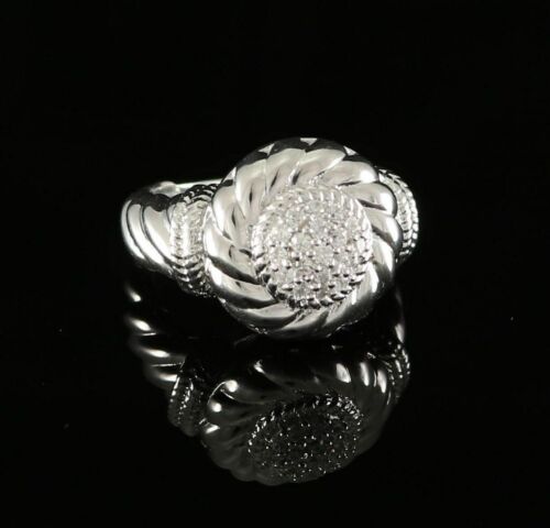 DiamondCelebritees 0.58ct Sterling White Silver Round Shape 925 Cubic Zirconia Womens Ring size 7