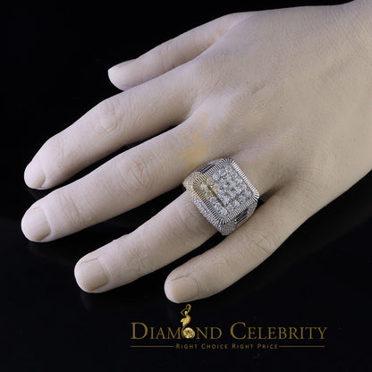 DiamondCelebritees Sterling 925 White Silver 6.50ct VVS 'D' Moissanite Square Rings SZ10 for Men's