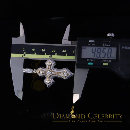Diamondcelebritees  2.5ct VVS D Moissanite White Tricolor 1.2" Silver Charm Cross Pendant Men/ Women