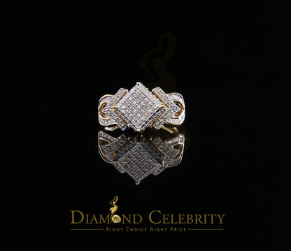 DiamondCelebritees Yellow 925 Silver 0.50 CT Real Diamond Engagement Womens Square Ring Size 7