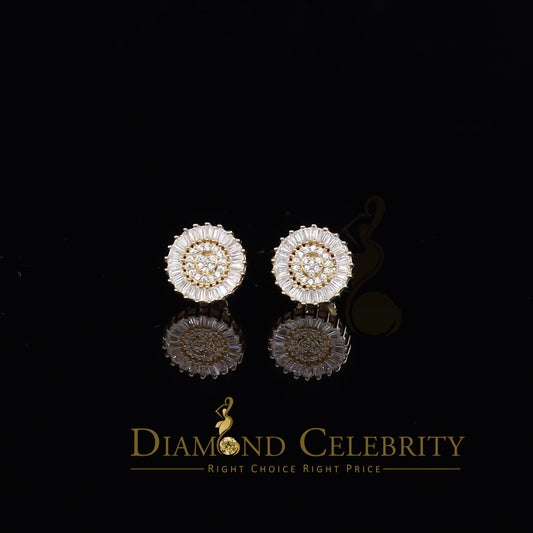 DiamondCelebritees  Yellow 925 Sterling Silver 0.24ct Cubic Zirconia For Women's Round Earrings