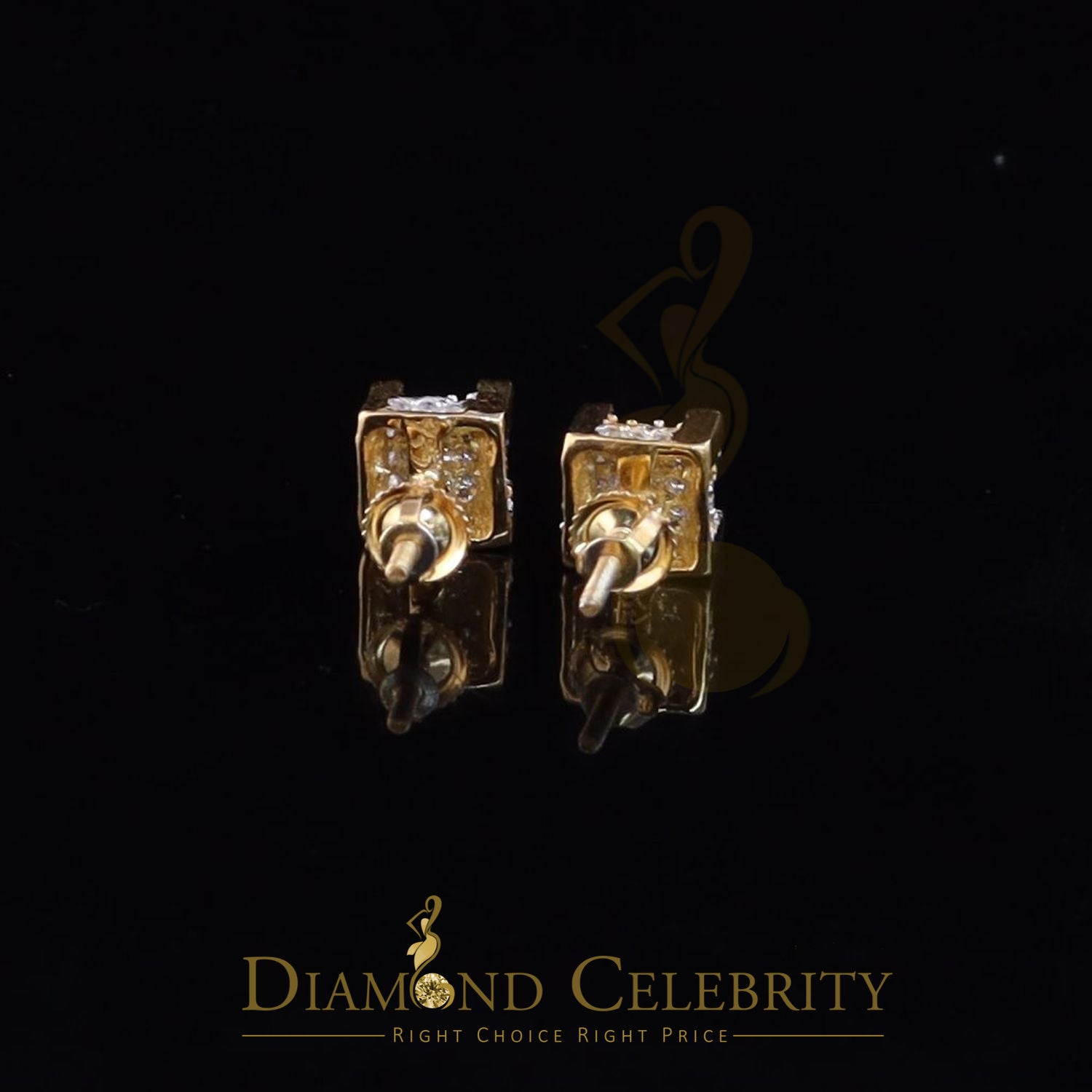 DiamondCelebritees  0.74ct Cubic Zirconia Elegant Yellow 925 Silver Square Men's & Women's Earrings