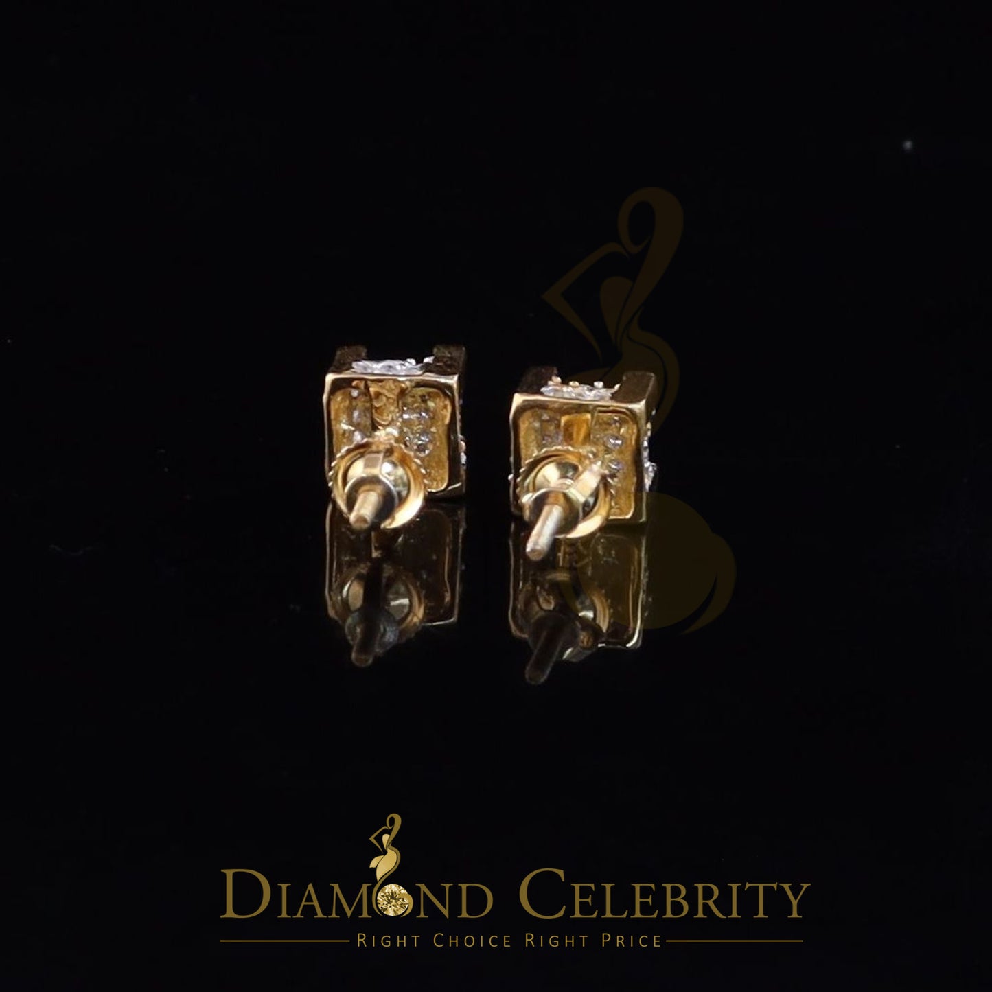 DiamondCelebritees  0.74ct Cubic Zirconia Elegant Yellow 925 Silver Square Men's & Women's Earrings