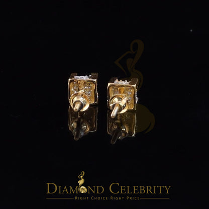 DiamondCelebritees  0.74ct Cubic Zirconia Elegant Yellow 925 Silver Square Men's & Women's Earrings