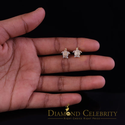 DiamondCelebritees  925 Sterling Yellow Silver 0.50ct Cubic Zirconia Turtle Earring Women & Men's