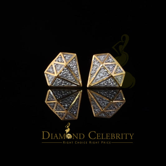 DiamondCelebritees  0.24ct Cubic Zirconia 925 Yellow Silver Women's & Men's Hip Hop Stud Earrings