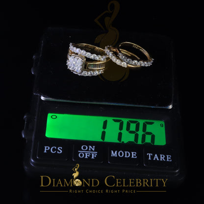 DiamondCelebritees Yellow 925 Silver 7.50ct Cubic Zirconia 3 Piece Halo Bridal Womens Ring Size 7