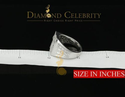 DiamondCelebritees 925 Silver White Cubic Zirconia 2.00ct Wide Square Men's Engagement Ring Size11