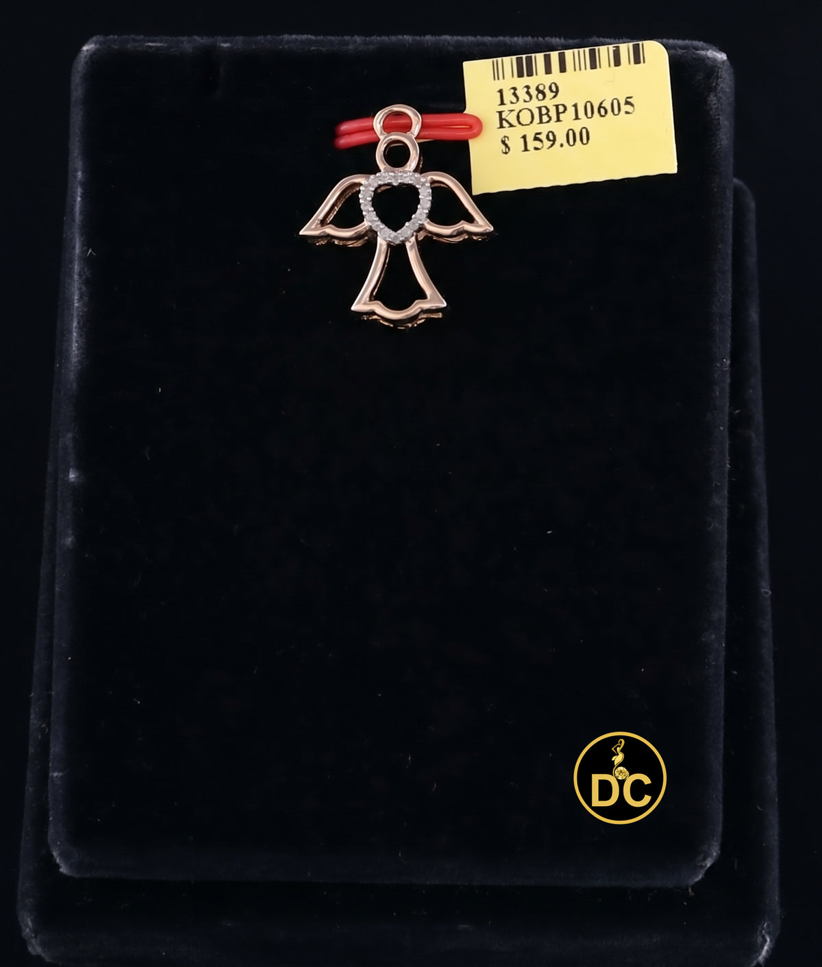 DiamondCelebritees  925 Silver Yellow Heart-Shaped Guardian Angel Pendant W/ Real 0.05CT Diamond