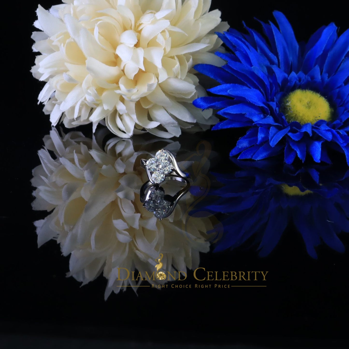 DiamondCelebritees 925 White Silver 1.25ct Cubic Zirconia 4 Stone Engagement Womens Ring Size 7
