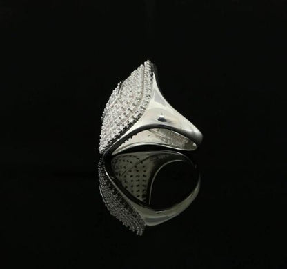 DiamondCelebritees 925 Sterling White Silver With Cubic Zirconia 1.67 ct Cocktail Ring Size 7.5