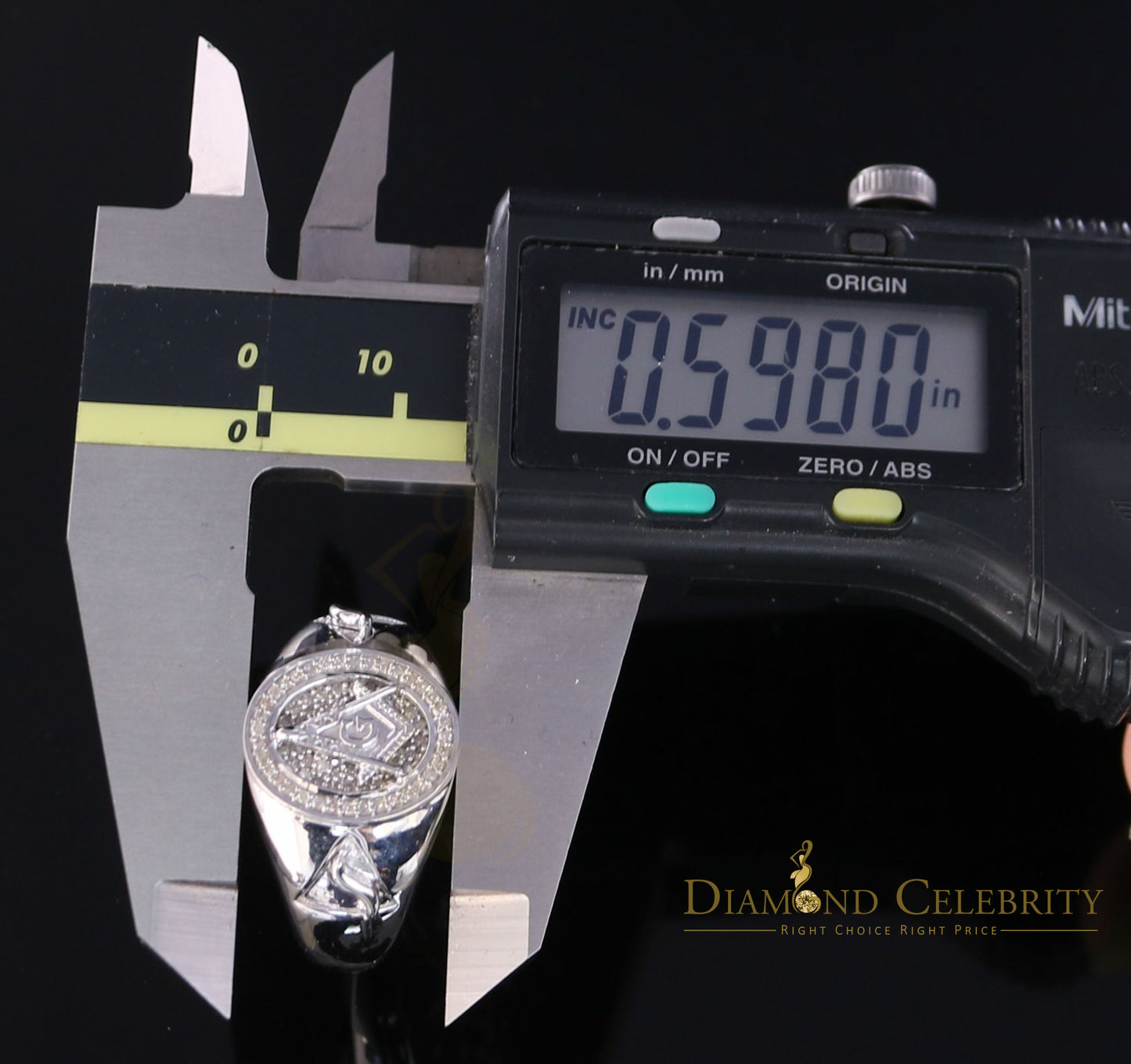 DiamondCelebritees 0.50CT Real Diamond 925 Sterling Silver White Fashion Masonic Men's Ring Size 12
