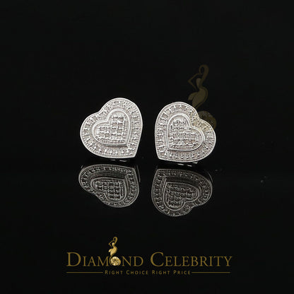 DiamondCelebritees Aretes Para Hombre Heart 925 White Silver 0.20ct Diamond Women's /Men's Earring