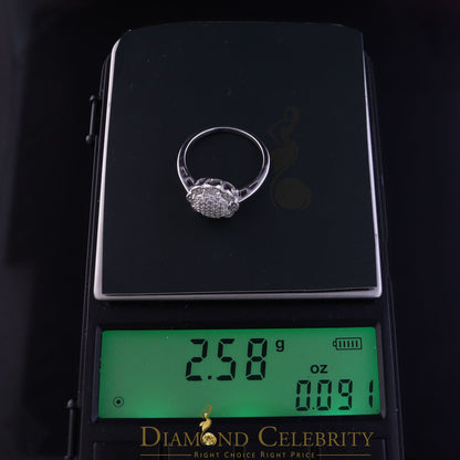 DiamondCelebritees 0.49ct Cubic Zirconia Sterling White Silver Flower Engagement Womens Ring Size 7