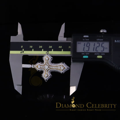 Diamondcelebritees  2.5ct VVS D Moissanite White Tricolor 1.2" Silver Charm Cross Pendant Men/ Women