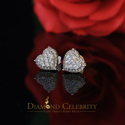 DiamondCelebritees  1.18ct Cubic Zirconia 925 Yellow Sterling Silver Women's Hip Hop Heart Earrings