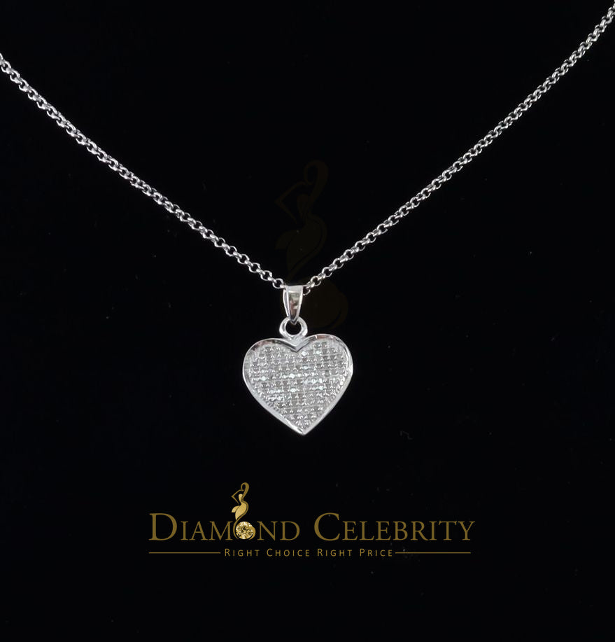 DiamondCelebritees  Real 0.25ct Diamond Sterling 925 Silver HEART Charm Necklace White Pendant