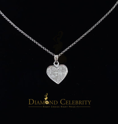 DiamondCelebritees  Real 0.25ct Diamond Sterling 925 Silver HEART Charm Necklace White Pendant
