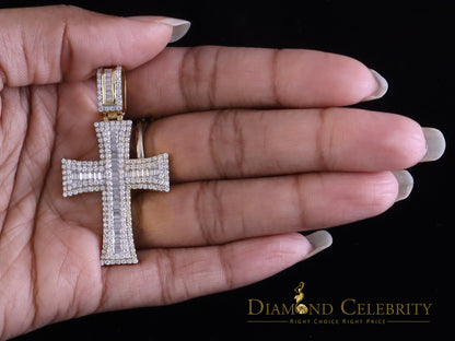 Diamondcelebritees Cross Pendant 925 Yellow Sterling Silver 2.25ct VVS D Clr. Moissanite for Women
