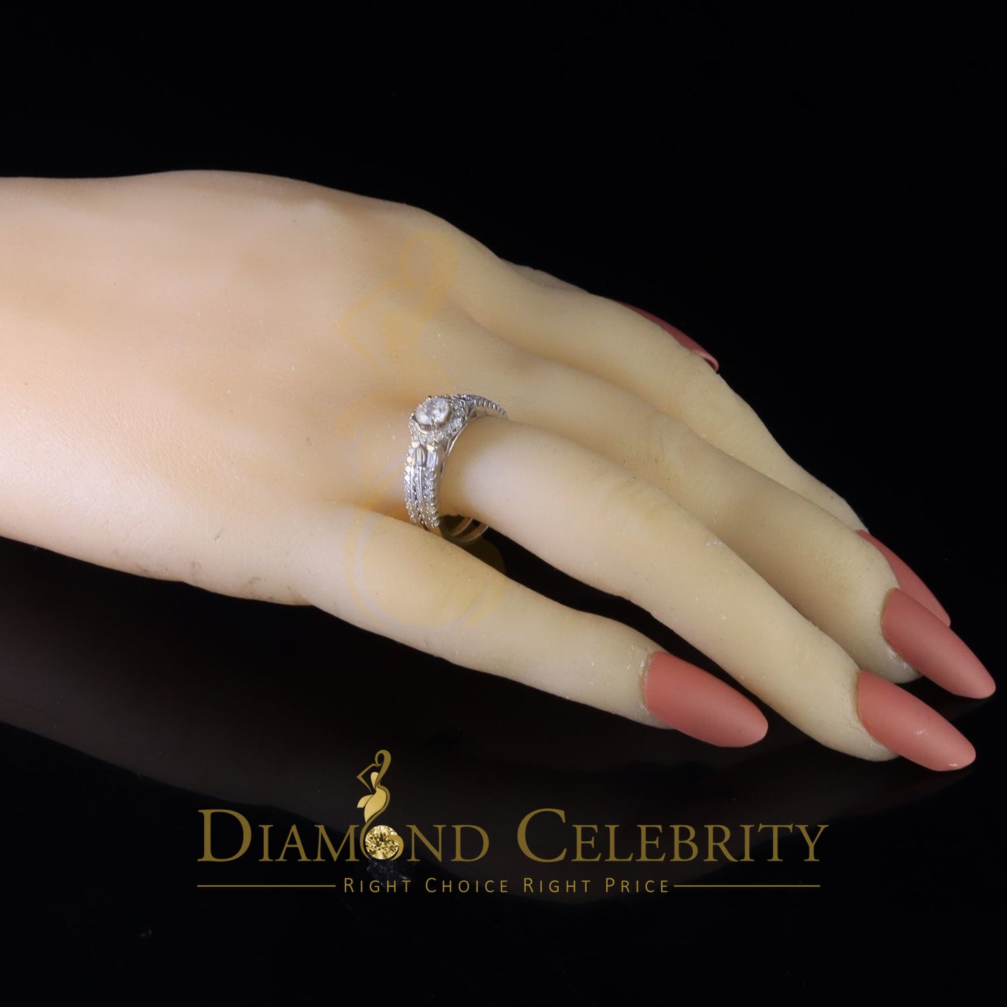 DiamondCelebritees 1.75ct Cubic Zirconia 925 White Silver Men;s/Womens Round Bridal Ring Size 7
