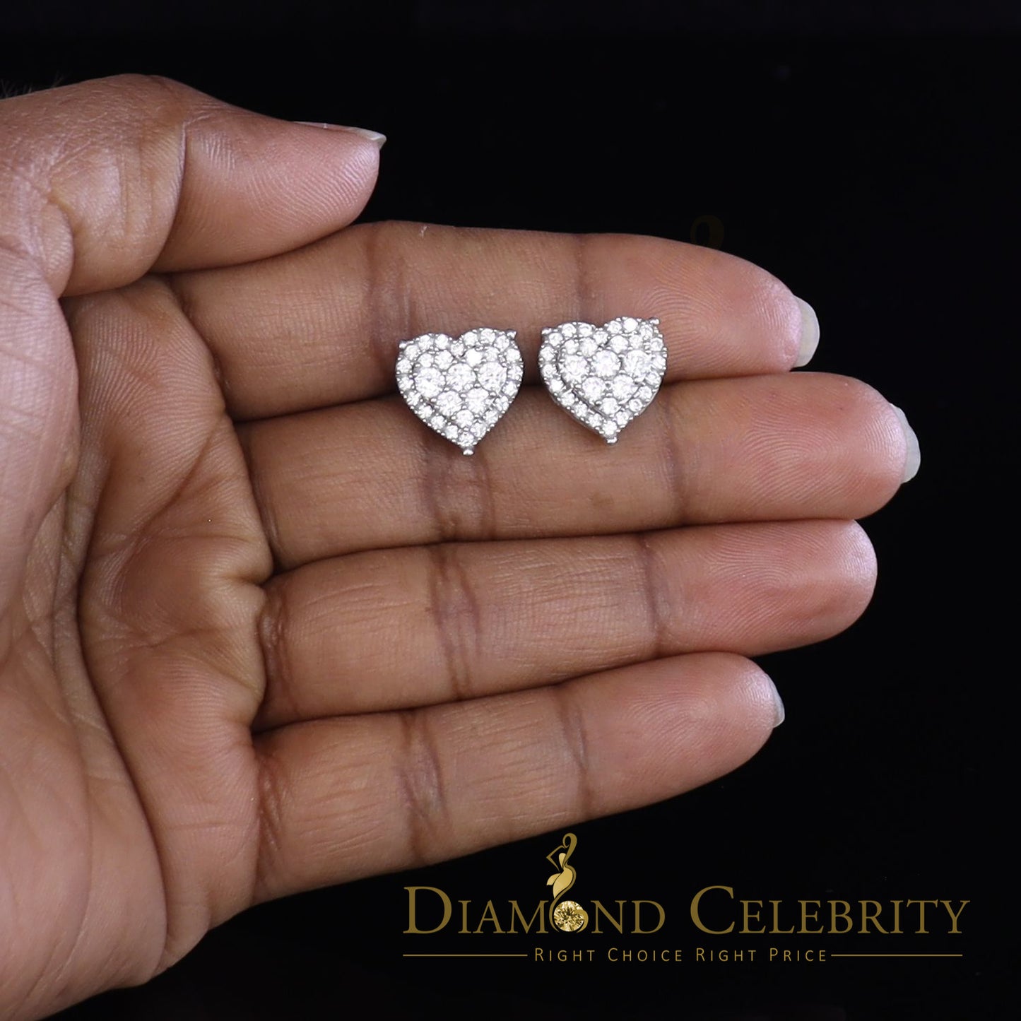 DiamondCelebritees  925 White Sterling Silver 2.68ct Cubic Zirconia Heart Women's Stud Earrings