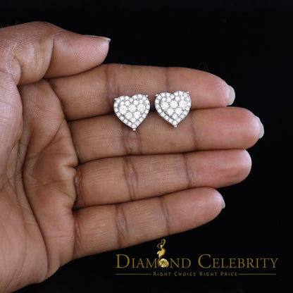 DiamondCelebritees  925 White Sterling Silver 2.68ct Cubic Zirconia Heart Women's Stud Earrings