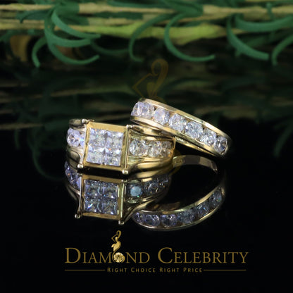 DiamondCelebritees 925 Sterling Yellow Silver 3.50 ct Square Cubic Zirconia Bridal Womens Ring SZ 8