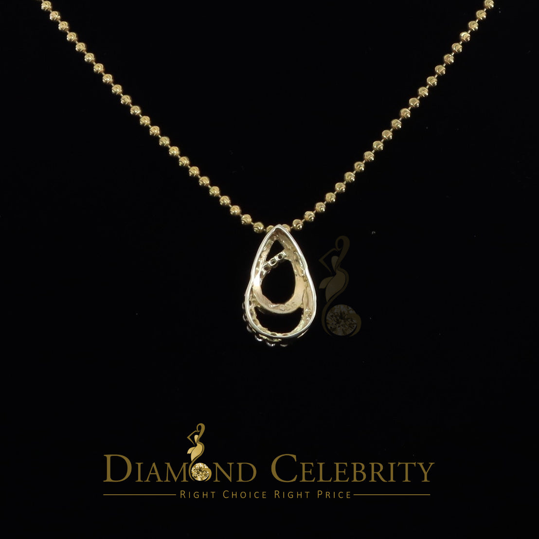 DiamondCelebritees Sterling Yellow Silver Pear Fashion Pendant with 0.00ct Cubic Zirconia Stone
